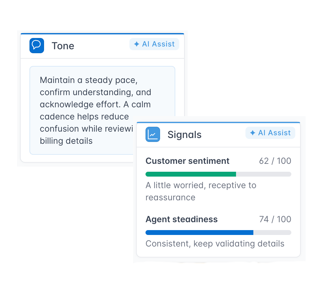 Sentiment and tone cues interface