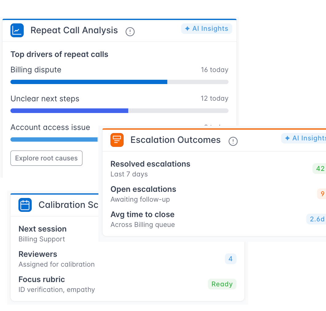 Repeat call review interface
